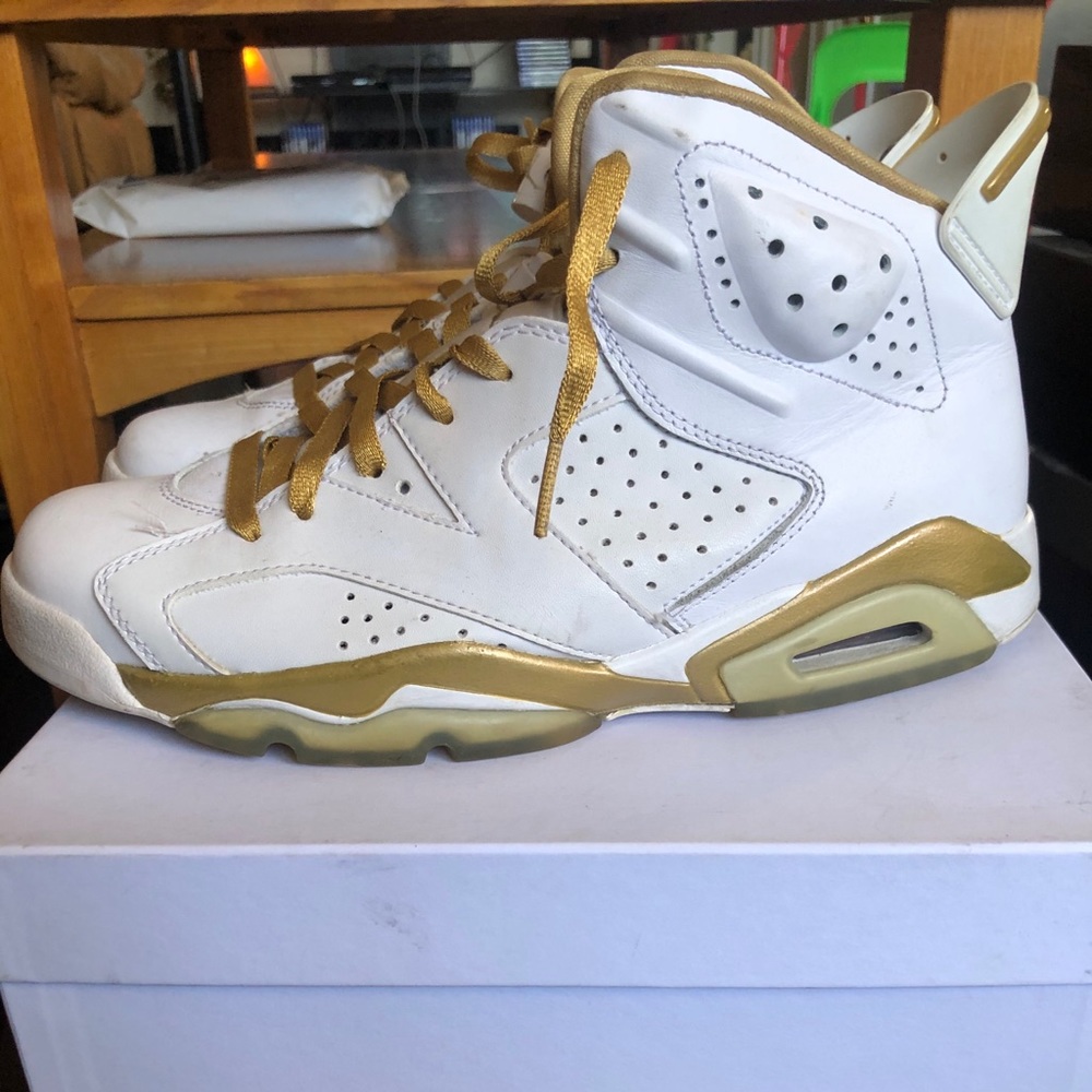 White and gold Jordan 6